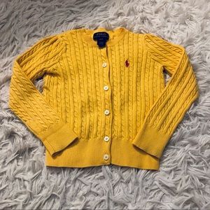 SOLD Polo Ralph Lauren Yellow Mini Cable Cardigan Sweater
